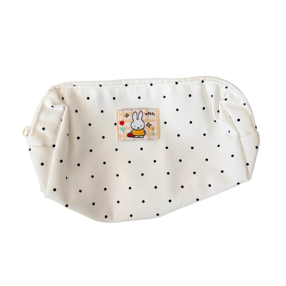 Miffy Pencil Case White Polka Dot Cartoon Print Large Capacity Kids OS